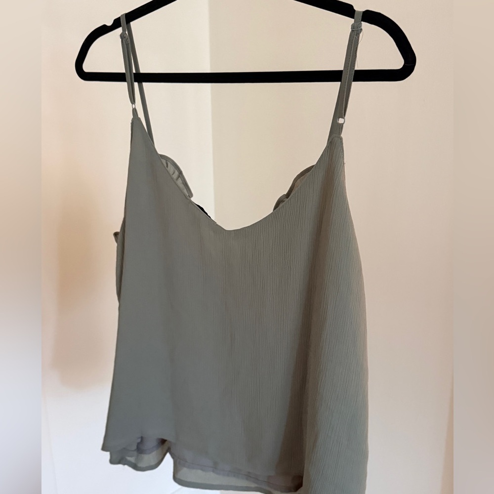 Sage Green Ruffle V-Neck Spaghetti Strap Camisole - Picture 4 of 5